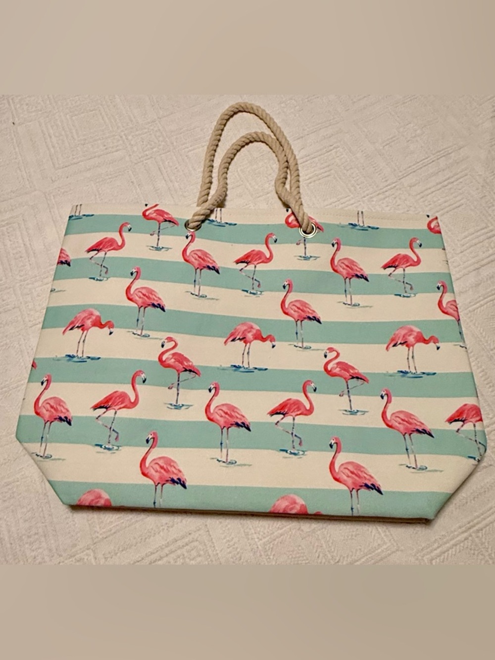 Tote bag - beach tote - flamingo - brand new w/ detached tags. 16”hx21”w - Picture 2 of 14